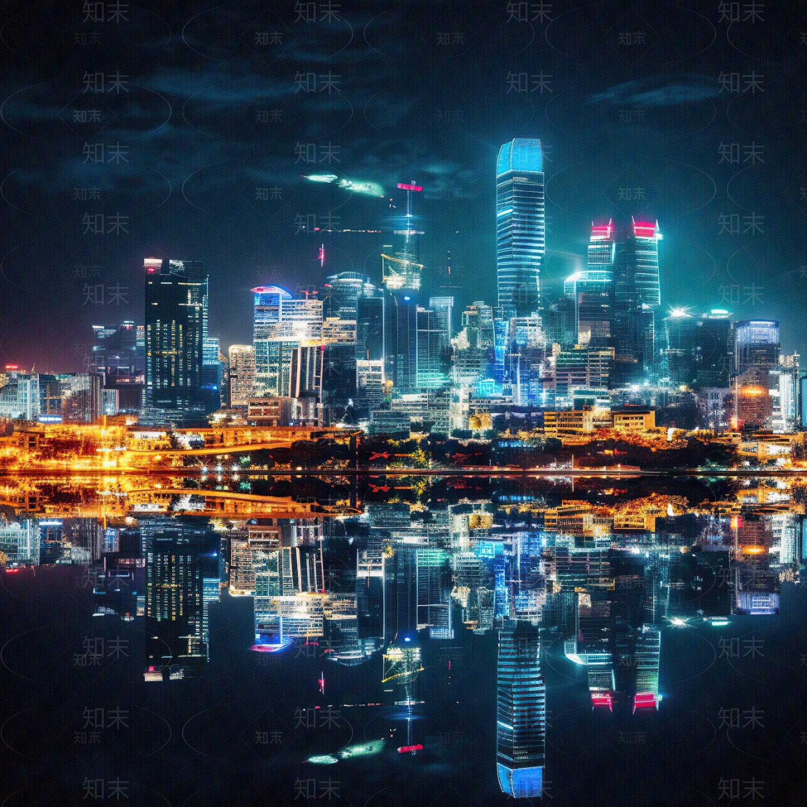 夜晚灯光城市外景贴图下载【ID:1145982659】