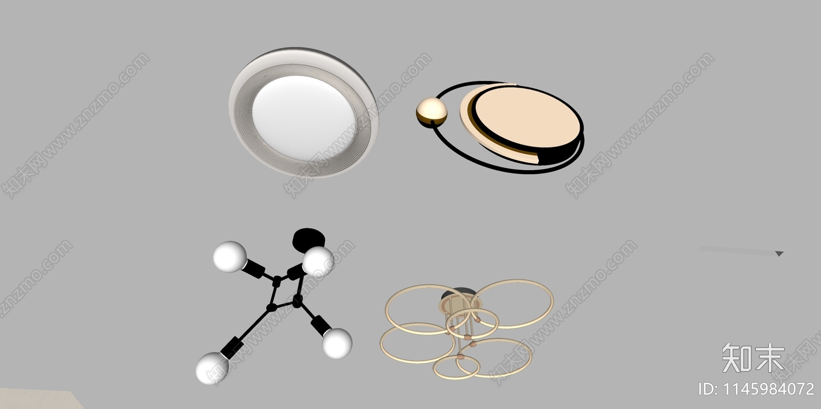 现代吸顶灯SU模型下载【ID:1145984072】