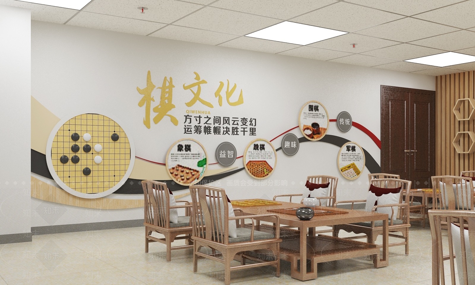 新中式棋牌室SU模型下载【ID:1145986389】