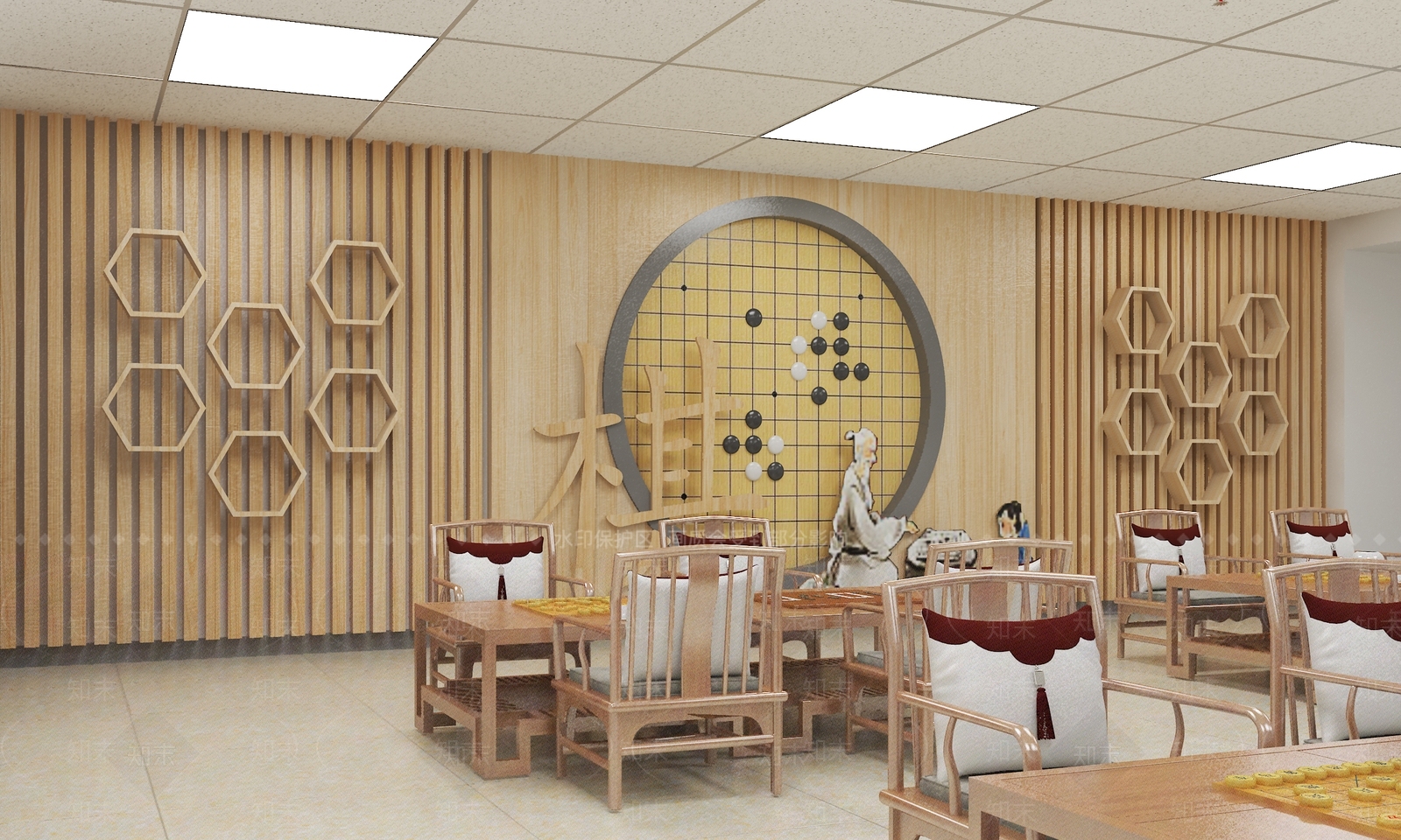 新中式棋牌室SU模型下载【ID:1145986389】