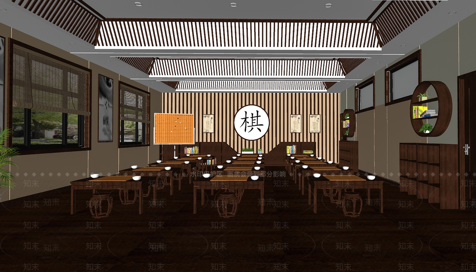 新中式棋牌教学室SU模型下载【ID:1146326043】