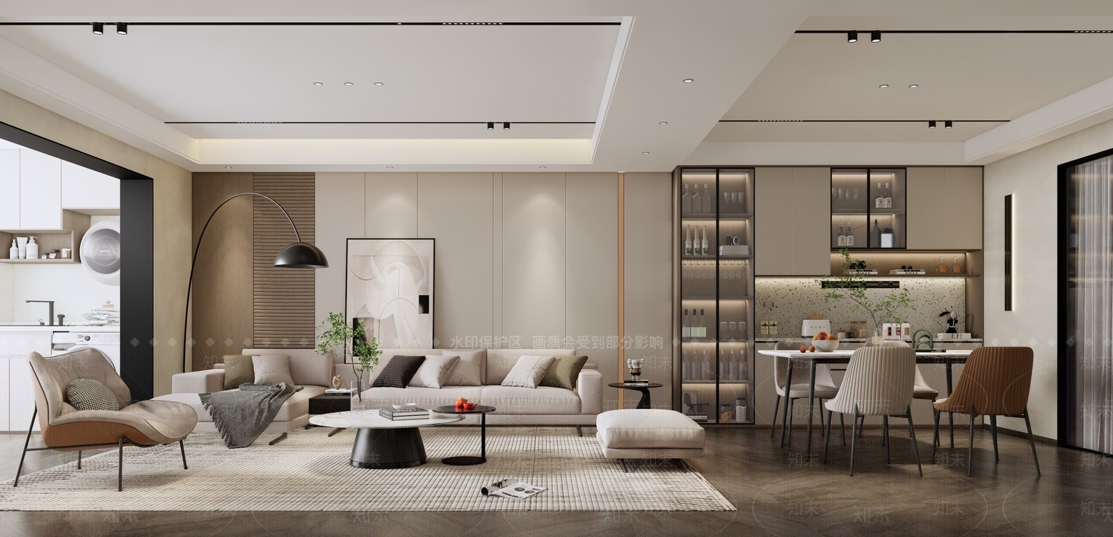 现代风格客餐厅SU模型下载【ID:1149212510】