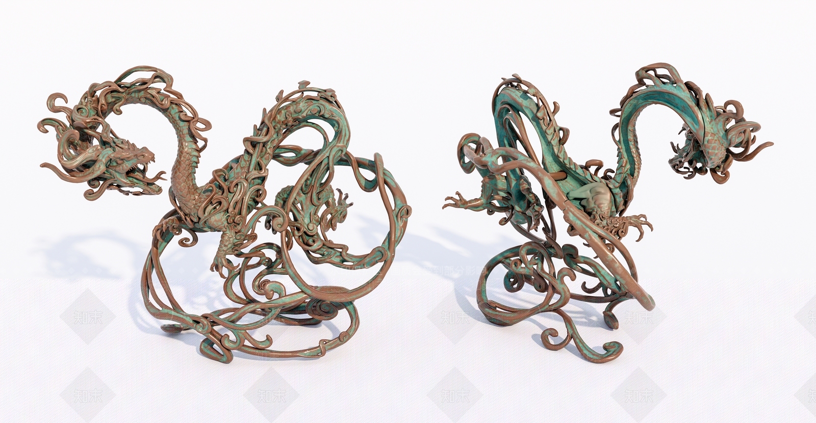 新中式雕塑摆件3D模型渲染效果图