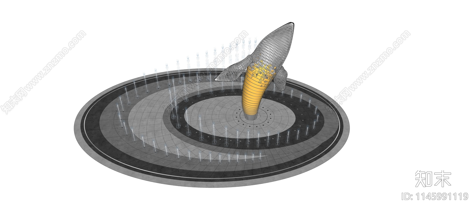 现代精细喷泉SU模型下载【ID:1145991119】
