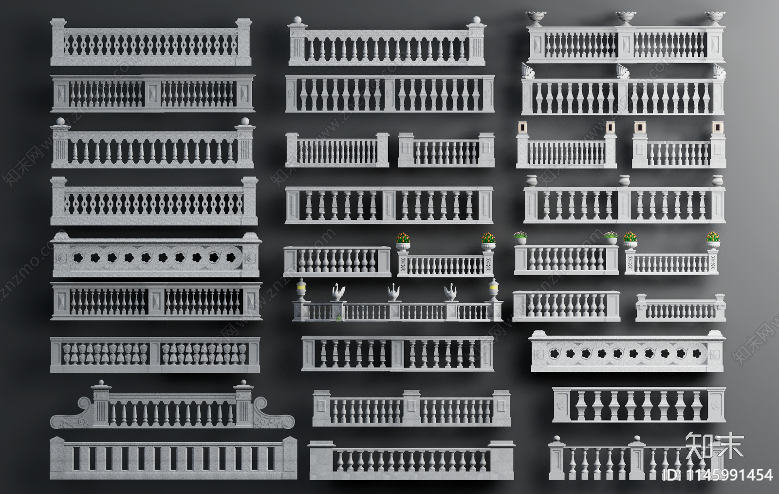 简欧栏杆3D模型下载【ID:1145991454】