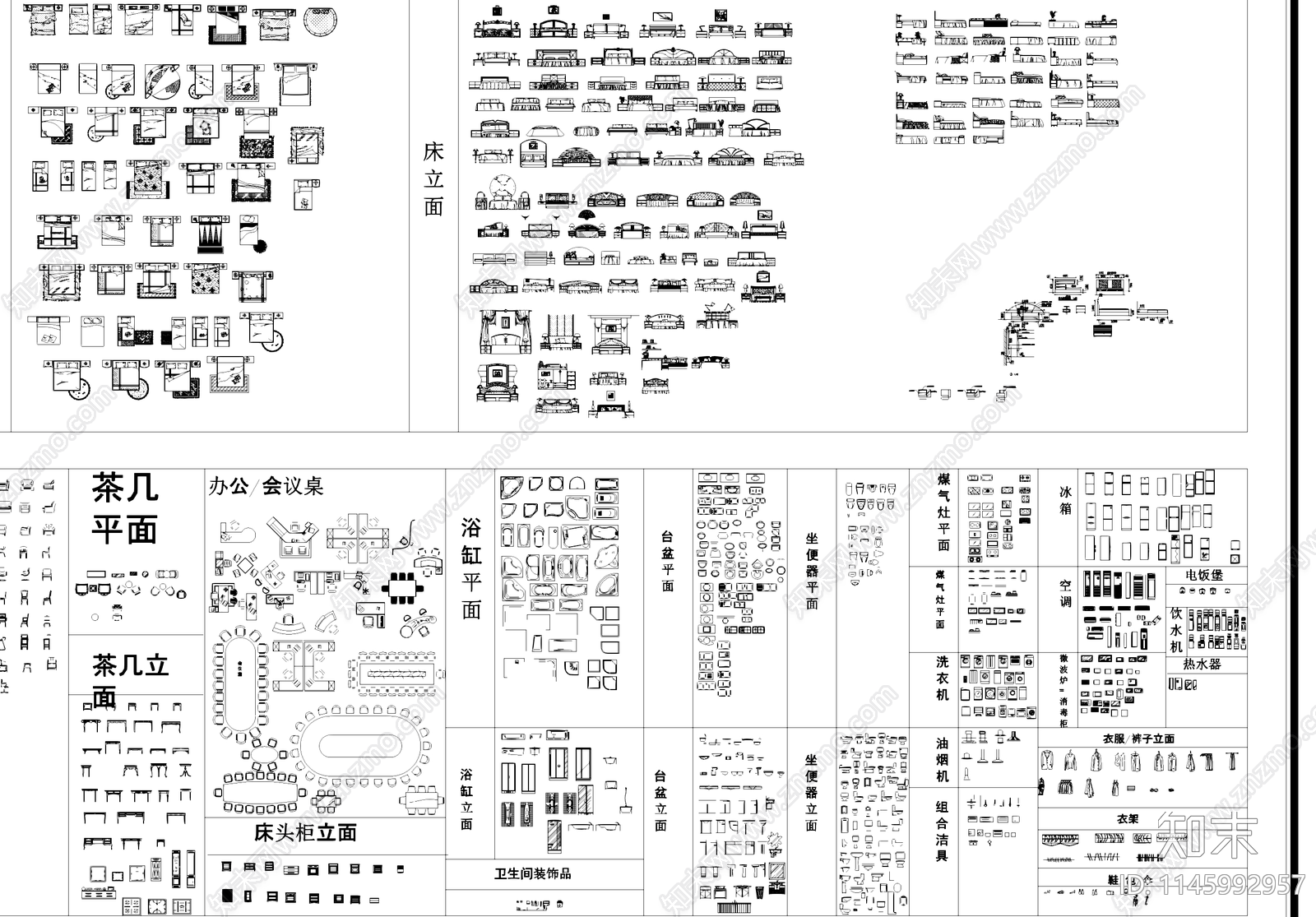 室内家具门窗卫浴灯具工装综合CAD图库施工图下载【ID:1145992957】