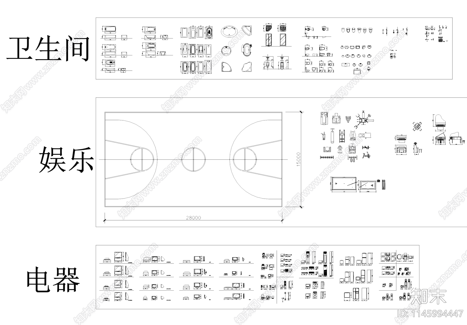 室内工装综合CAD图库施工图下载【ID:1145994447】