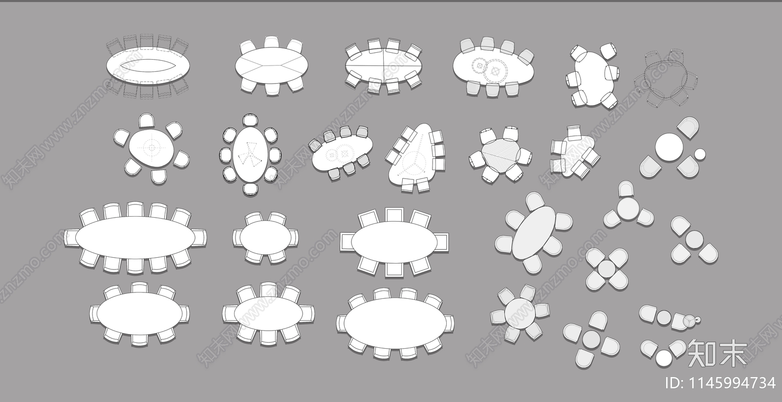 椭圆型餐桌施工图下载【ID:1145994734】