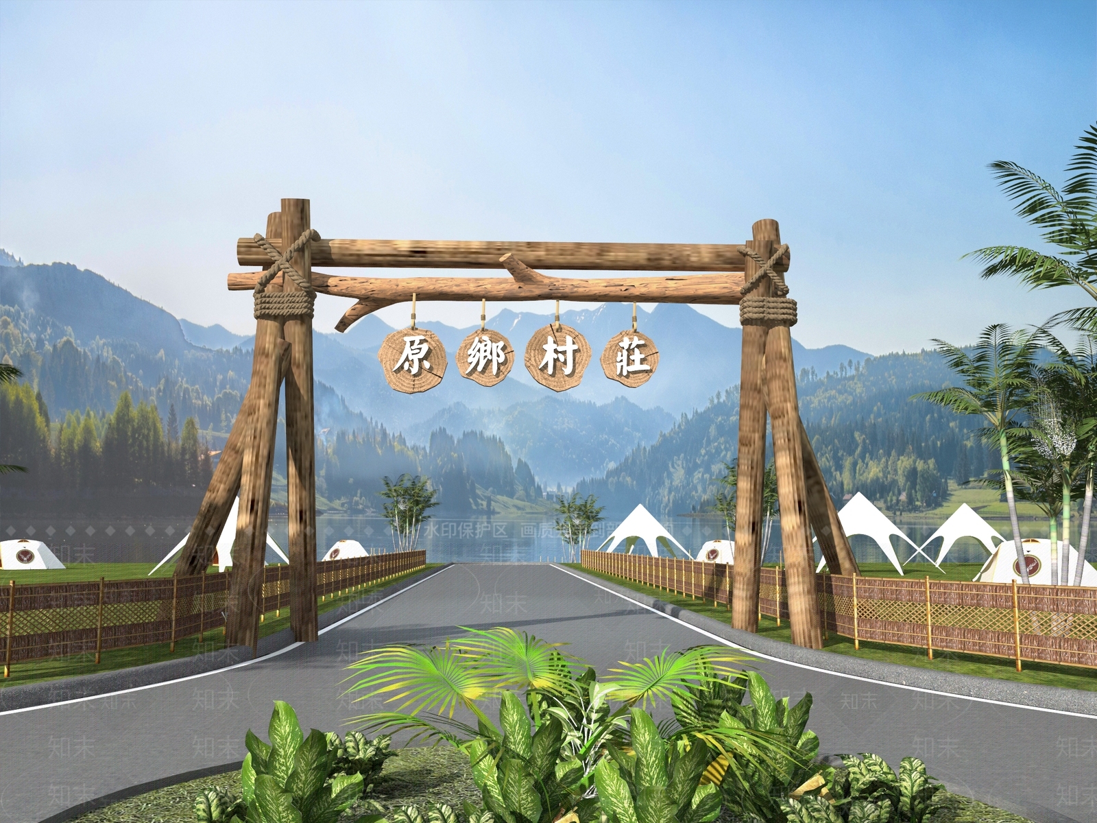 现代乡村入口大门3D模型下载【ID:1145995039】