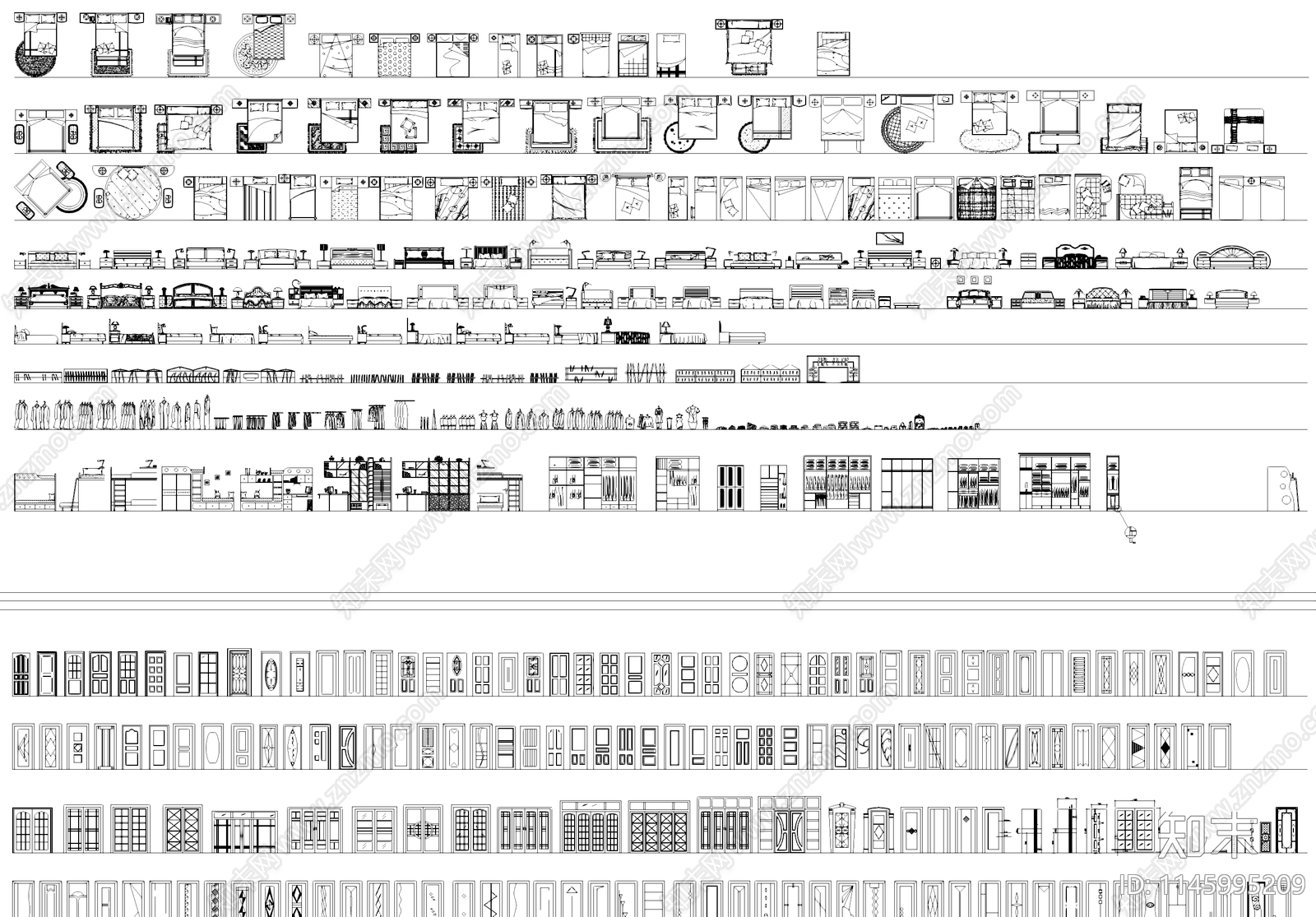床柜子桌椅门楼梯栏杆地面拼花电器挂画摆件灯具综合图库施工图下载【ID:1145995209】