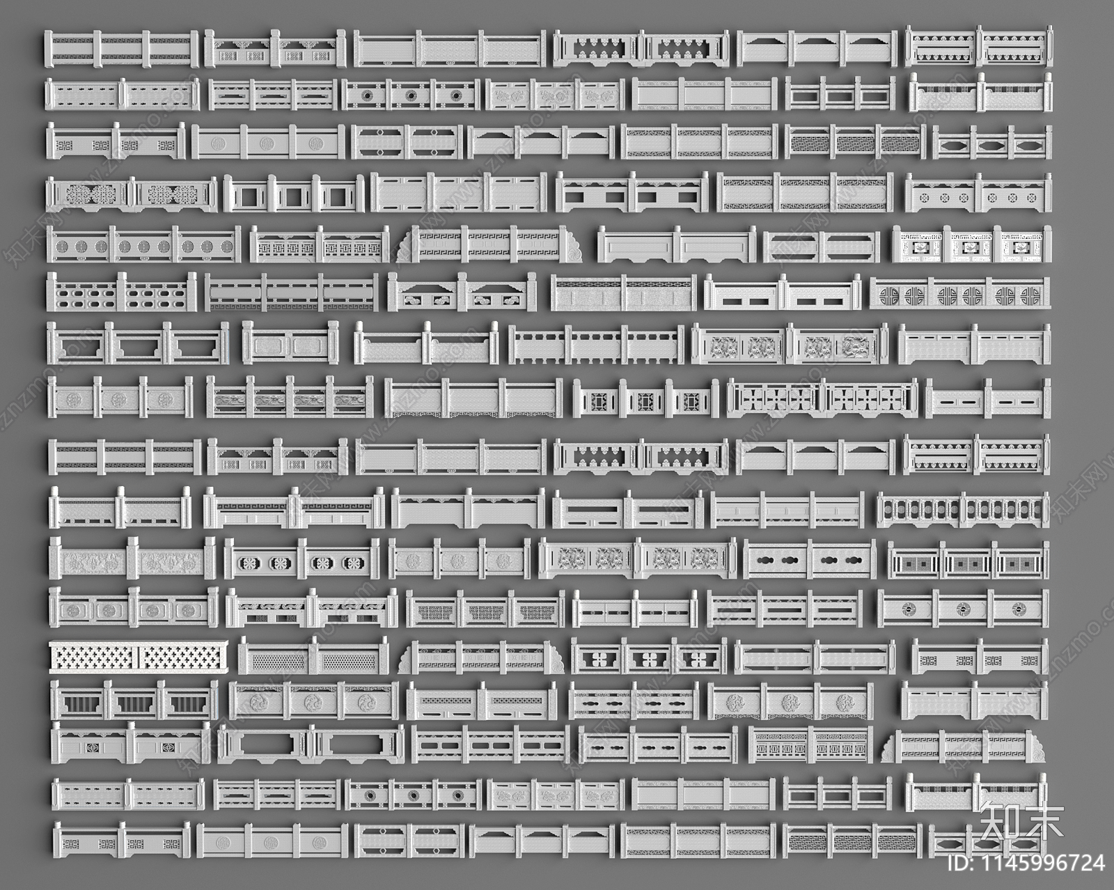 中式栏杆3D模型下载【ID:1145996724】