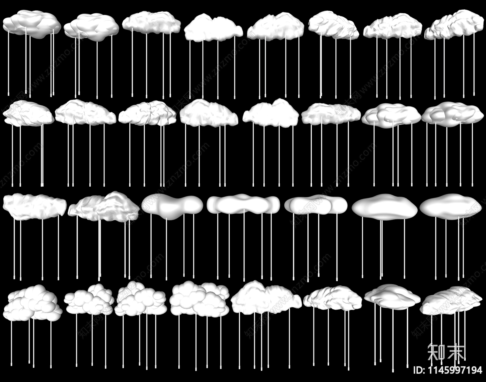 现代云朵雕塑SU模型下载【ID:1145997194】