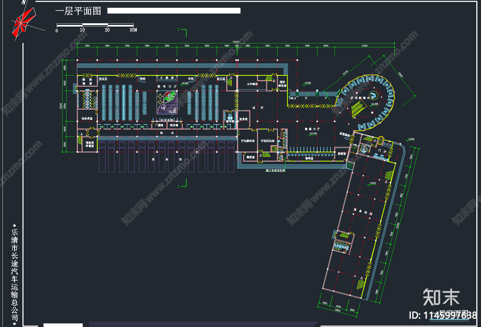 28套汽车客运站长途汽车站建筑cad施工图下载【ID:1145997638】