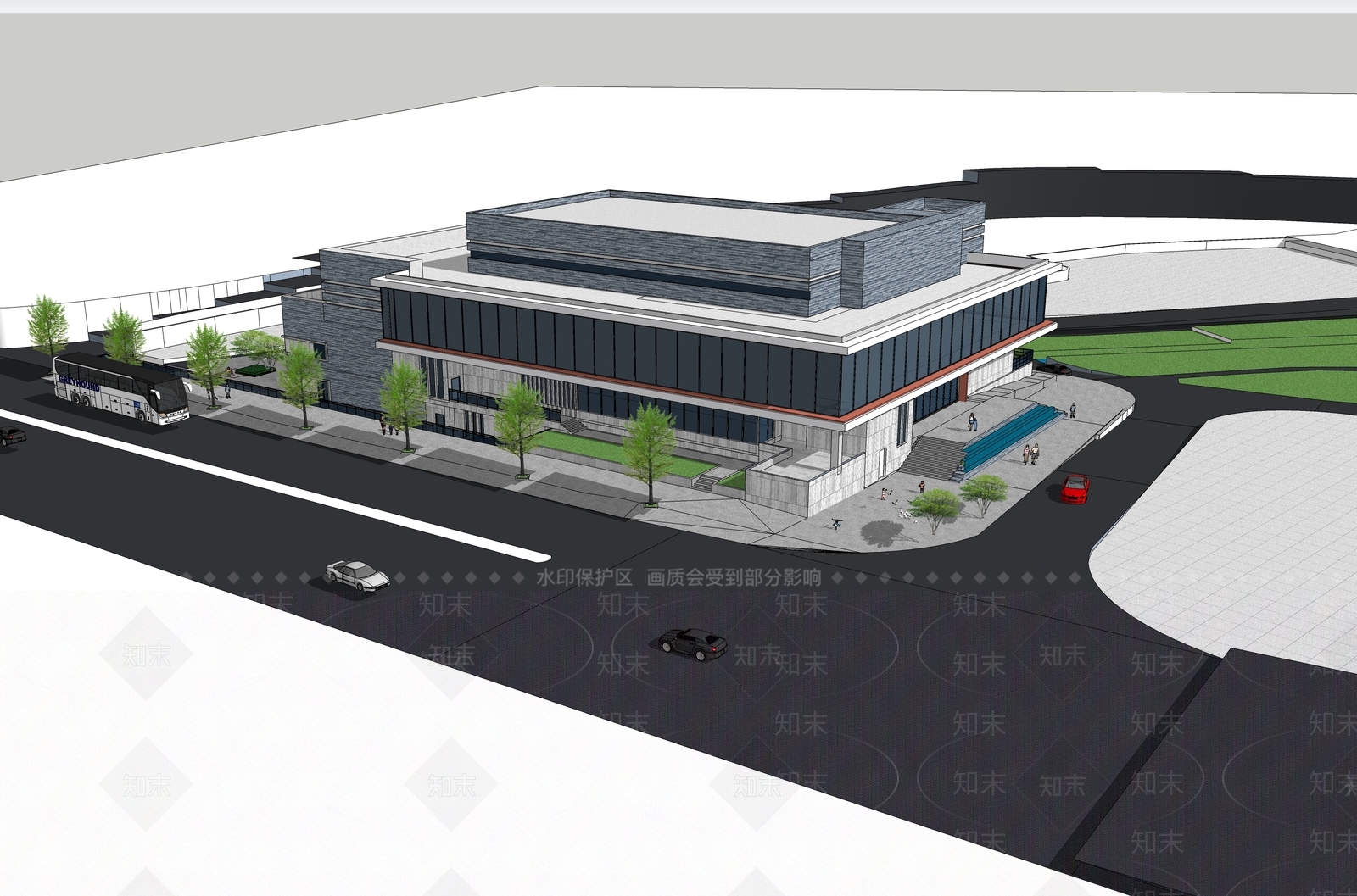 现代文化场馆SU模型下载【ID:1145998741】
