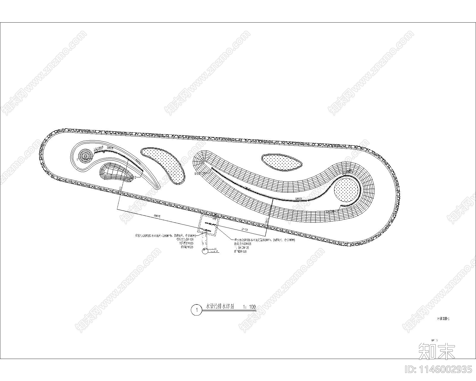 曲水流觞水景详图cad施工图下载【ID:1146002935】