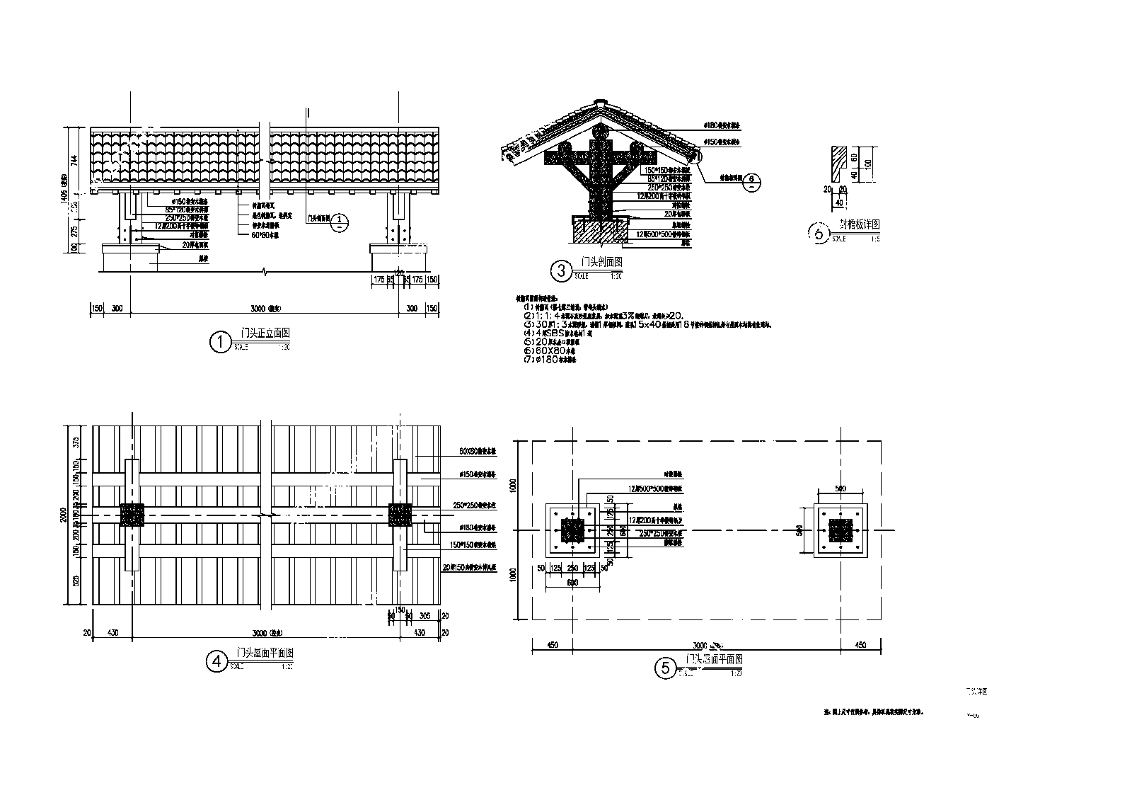 古门头披檐节点施工图下载【ID:1146720938】