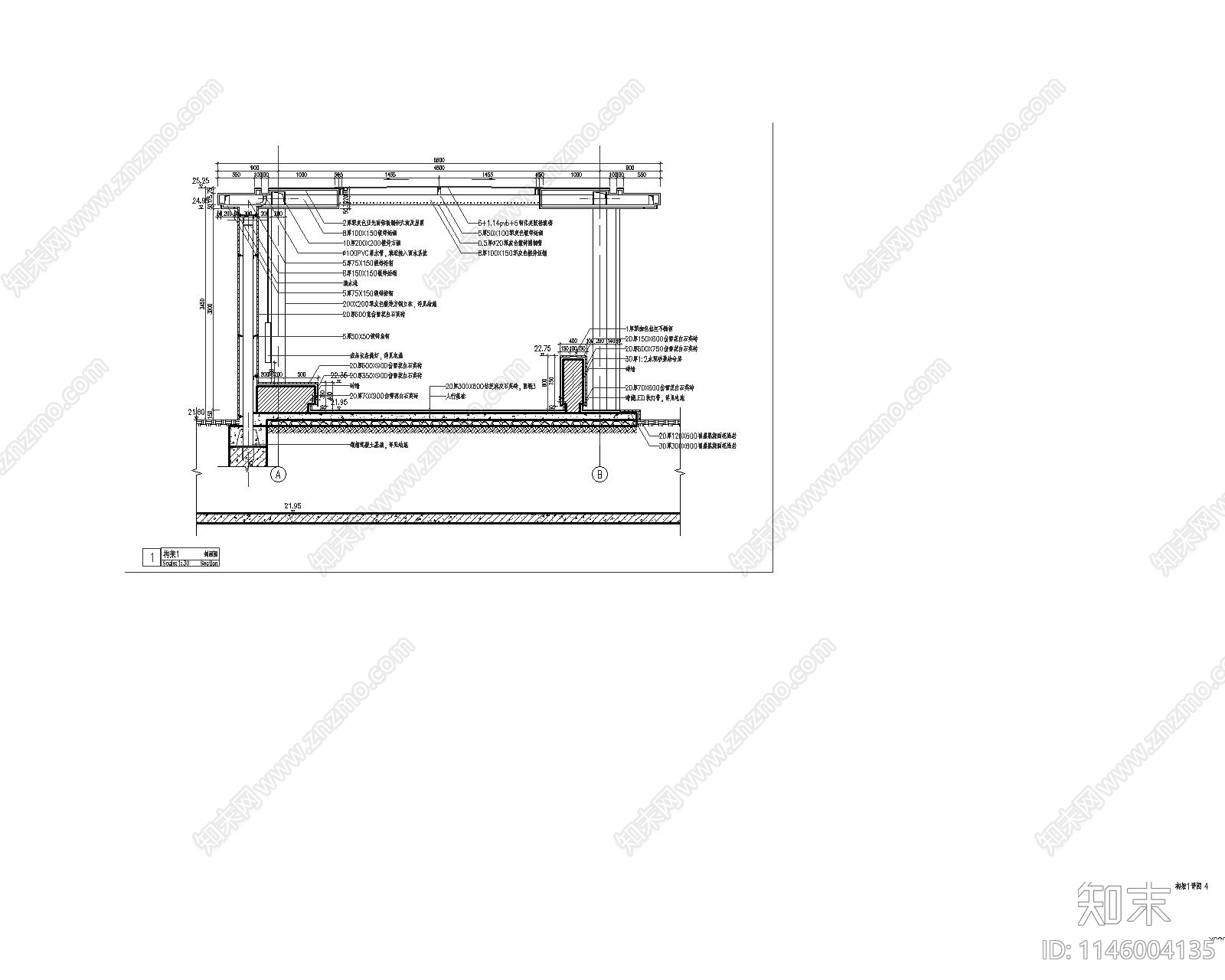 中式廊架详图cad施工图下载【ID:1146004135】