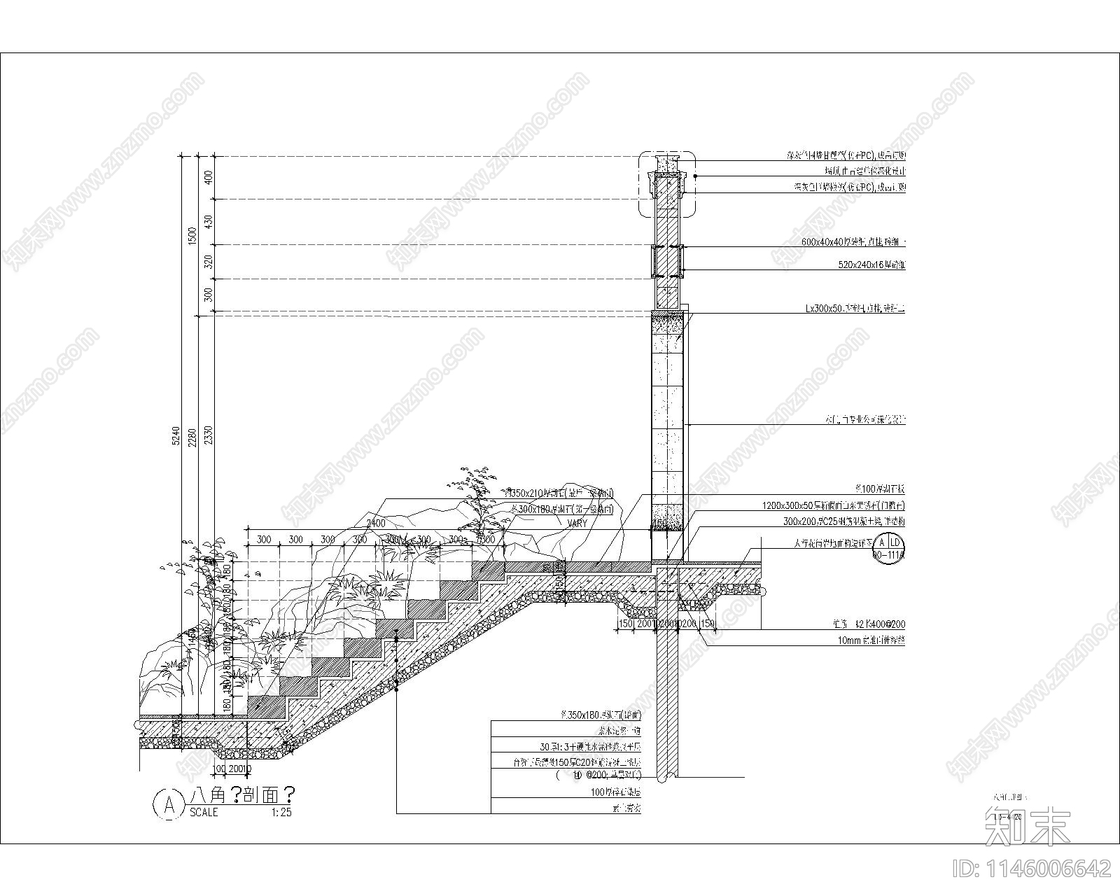 园林八角门节点cad施工图下载【ID:1146006642】