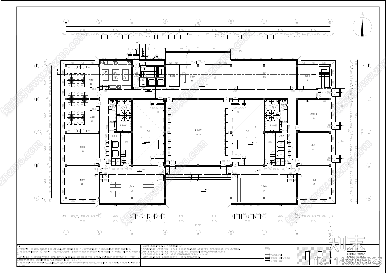 市民活动中心建筑cad施工图下载【ID:1146007225】