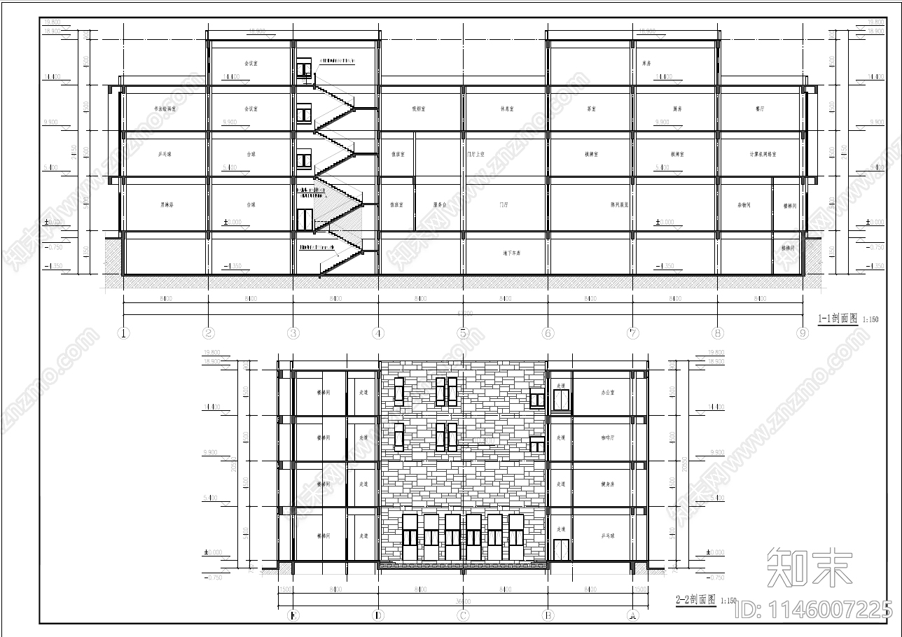 市民活动中心建筑cad施工图下载【ID:1146007225】