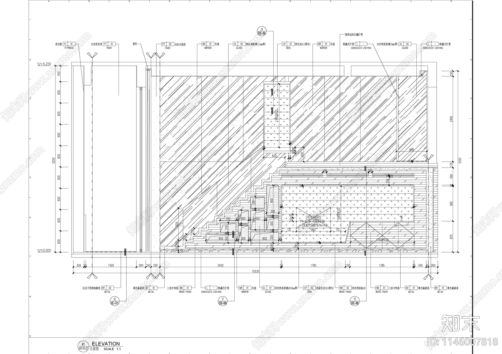 LOFT办公样板间室内cad施工图下载【ID:1146007818】