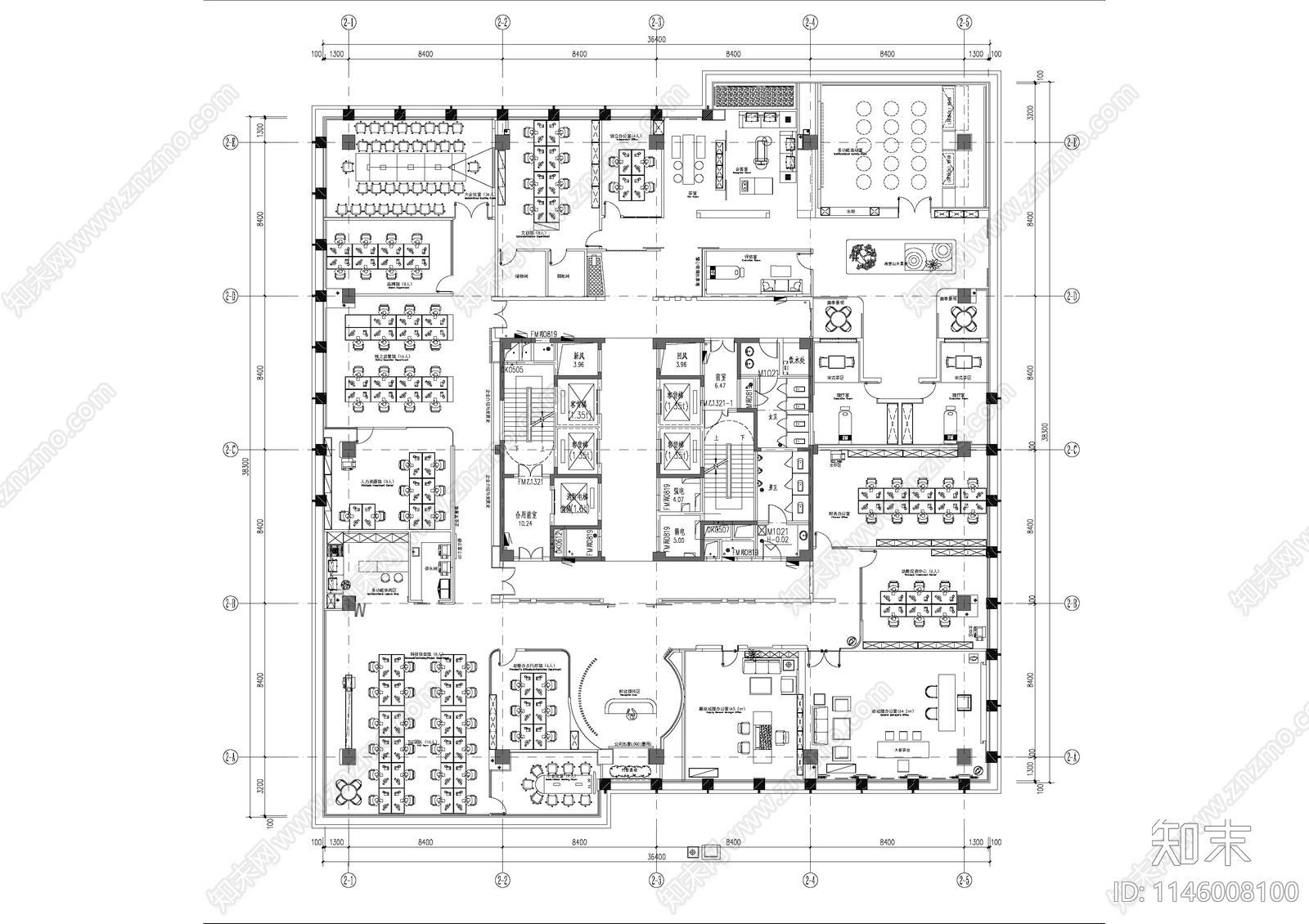 高品质现代风格办公会议室内cad施工图下载【ID:1146008100】