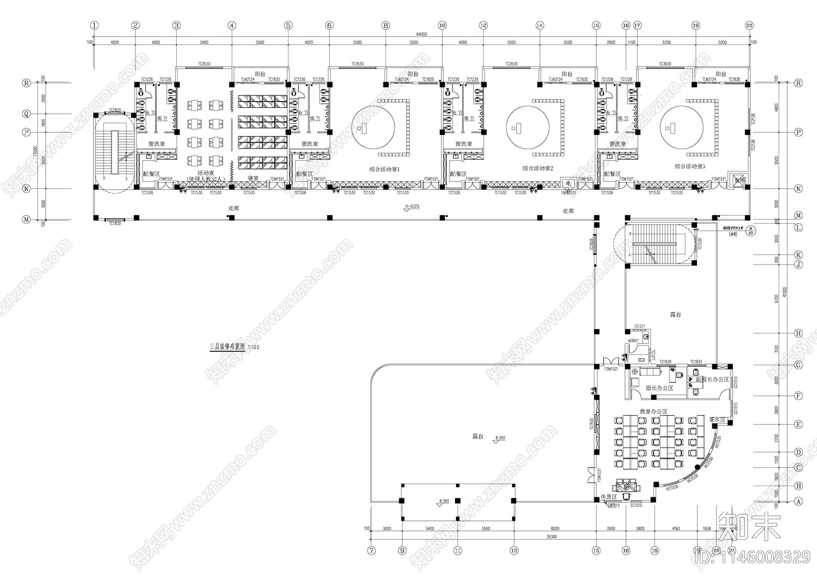 幼儿园全套总图建筑cad施工图下载【ID:1146008329】