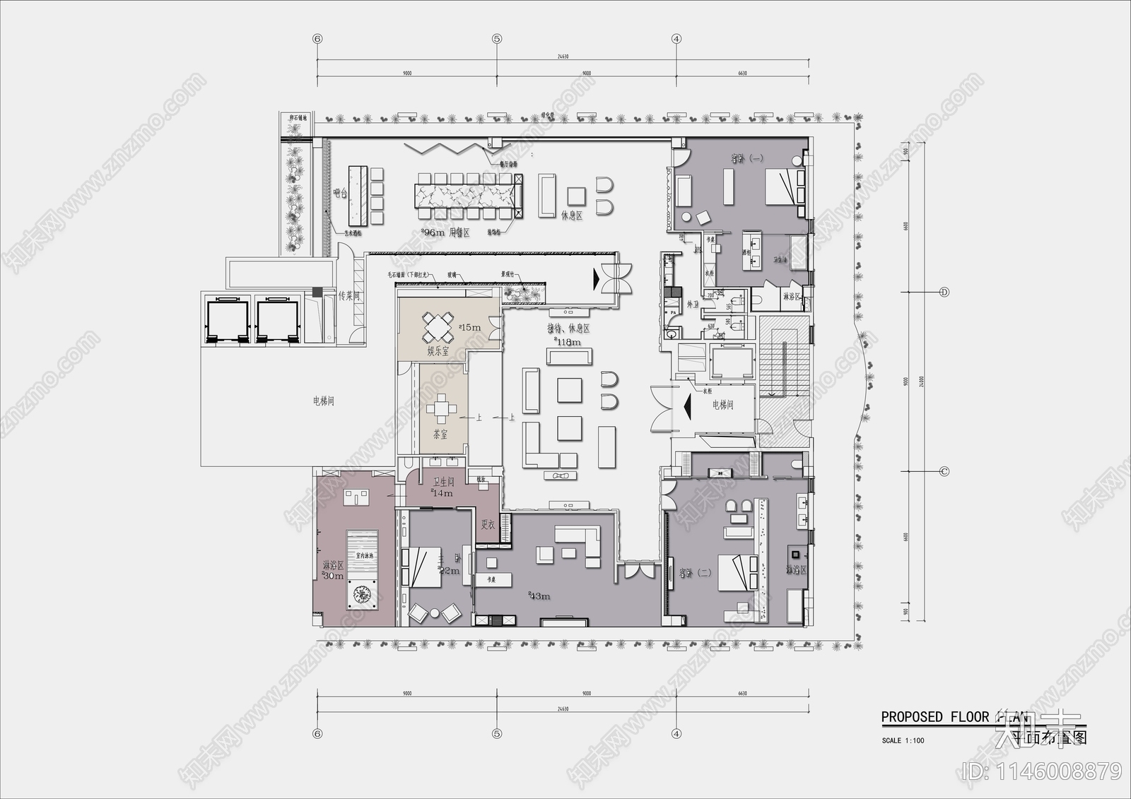 800㎡民宿轰趴馆平面施工图下载【ID:1146008879】