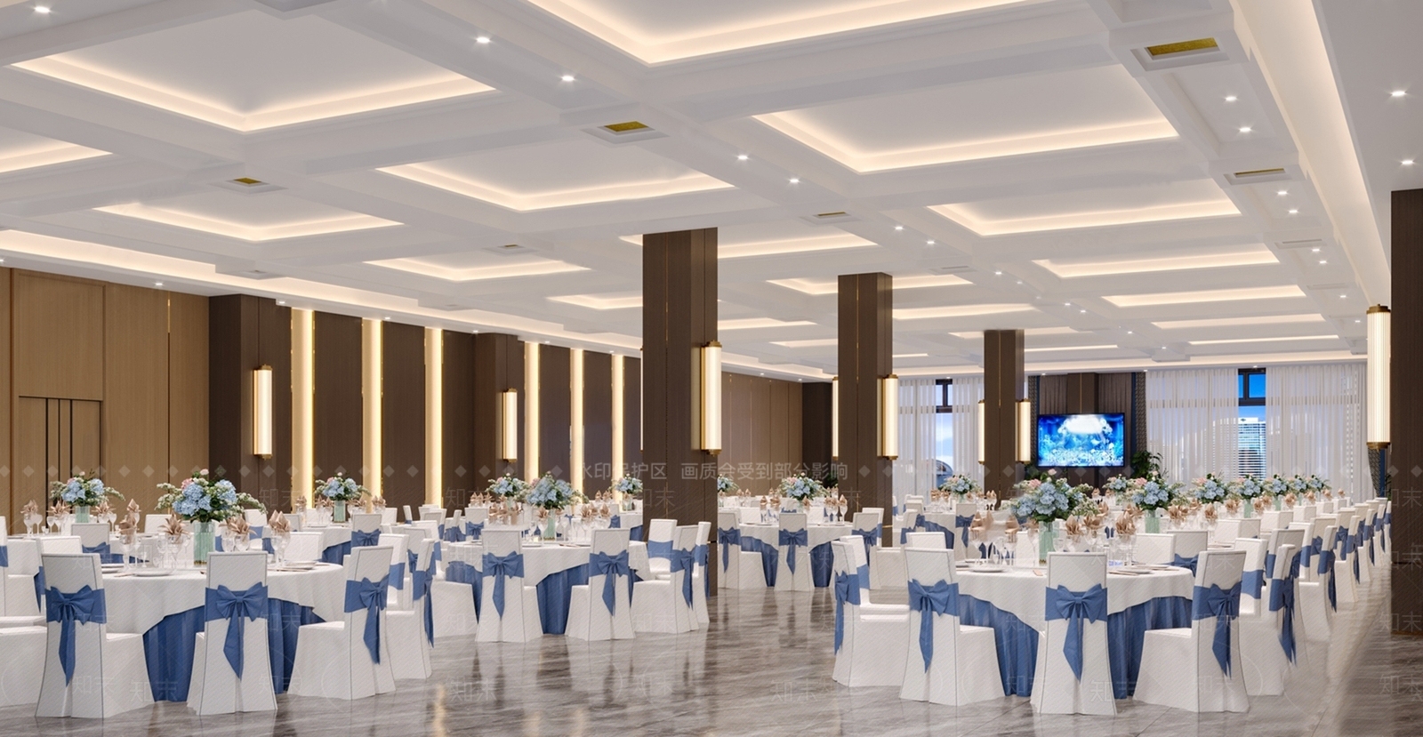 现代酒店宴会厅SU模型下载【ID:1146009879】