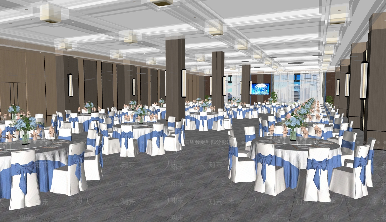 现代酒店宴会厅SU模型下载【ID:1146009879】
