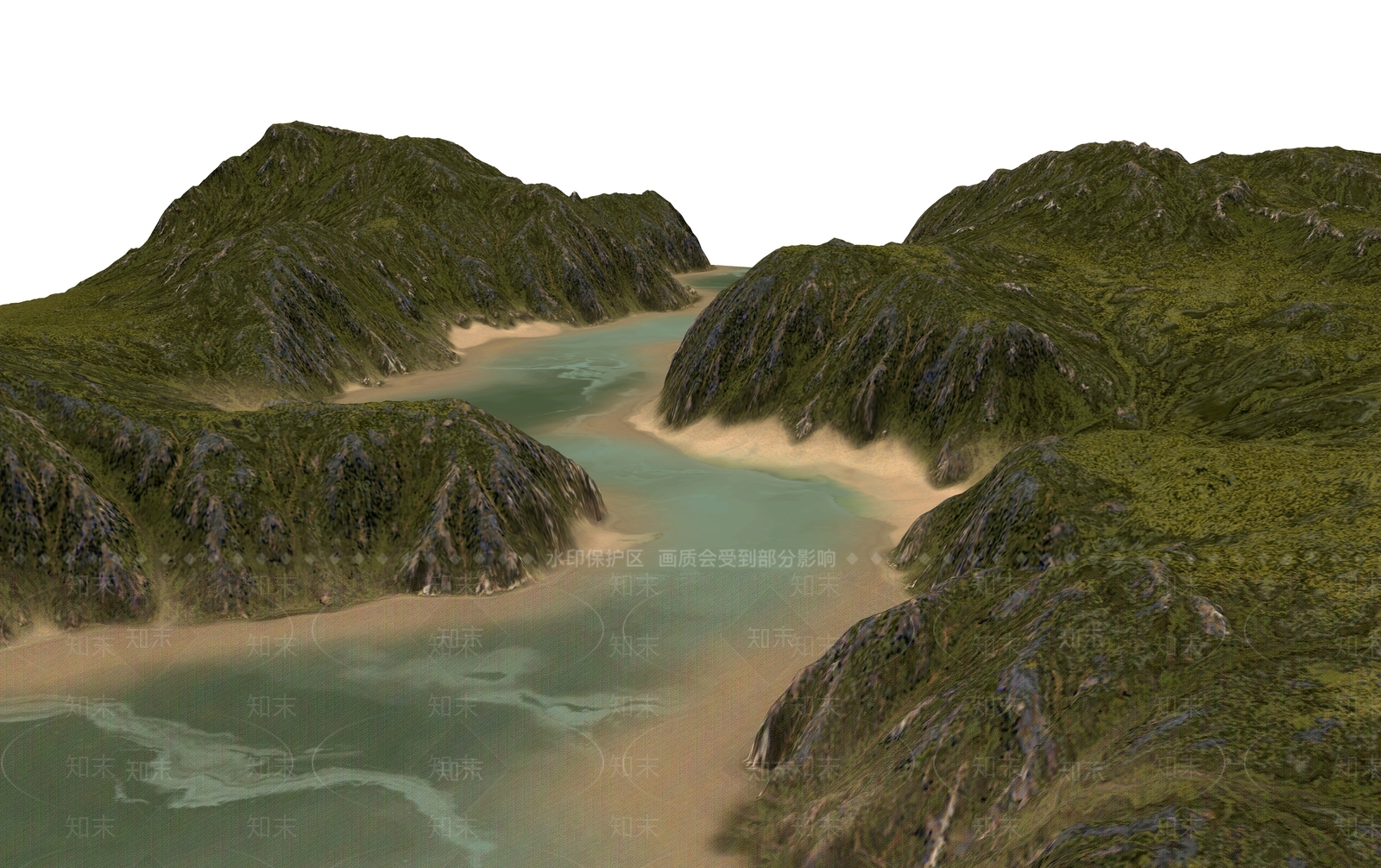 现代山谷河流景观SU模型下载【ID:1146010537】
