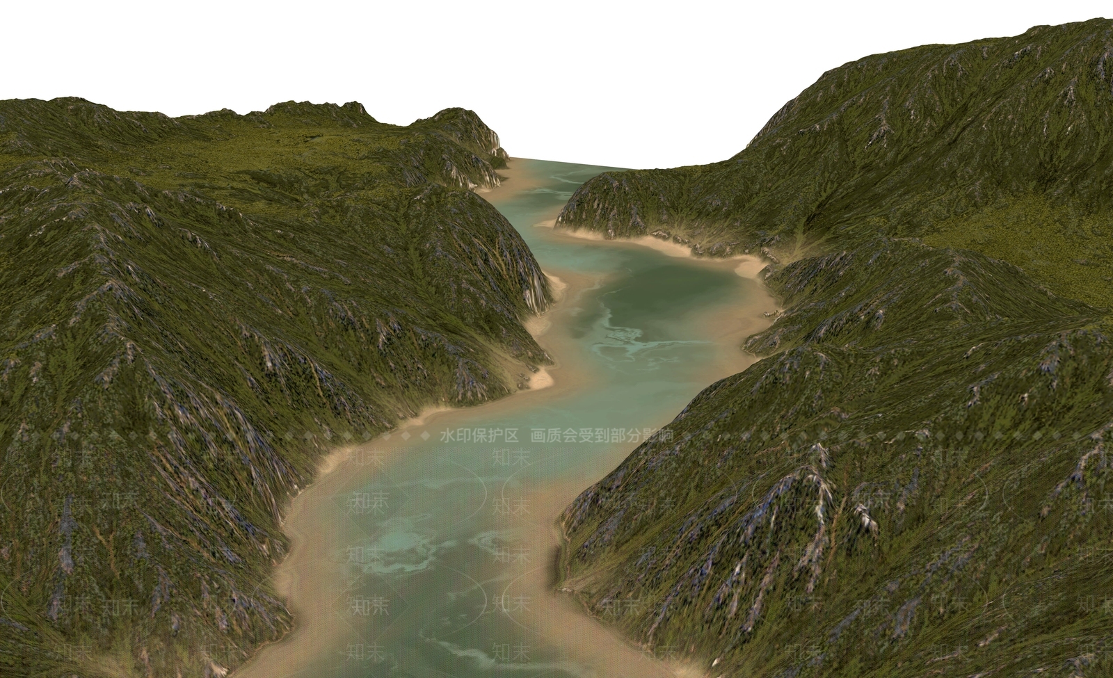 现代山谷河流景观SU模型下载【ID:1146010537】
