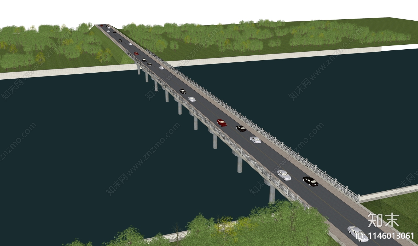 现代直通跨河大桥SU模型下载【ID:1146013061】