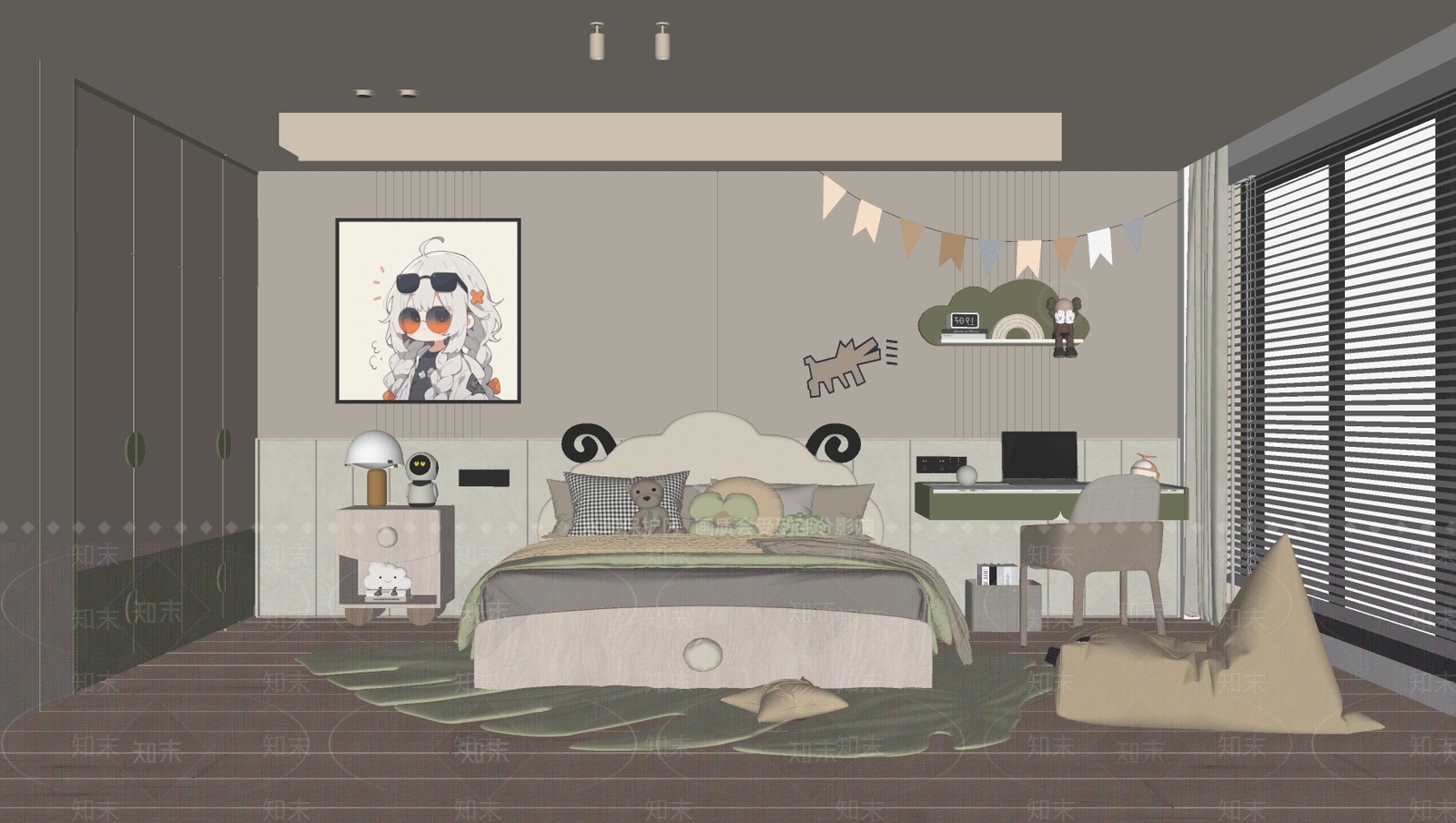 现代儿童房SU模型下载【ID:1146013630】
