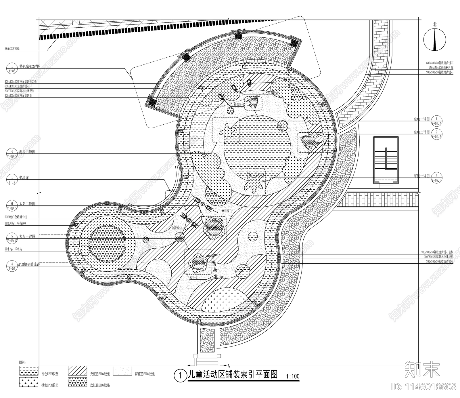 儿童活动场地景观详图cad施工图下载【ID:1146018608】