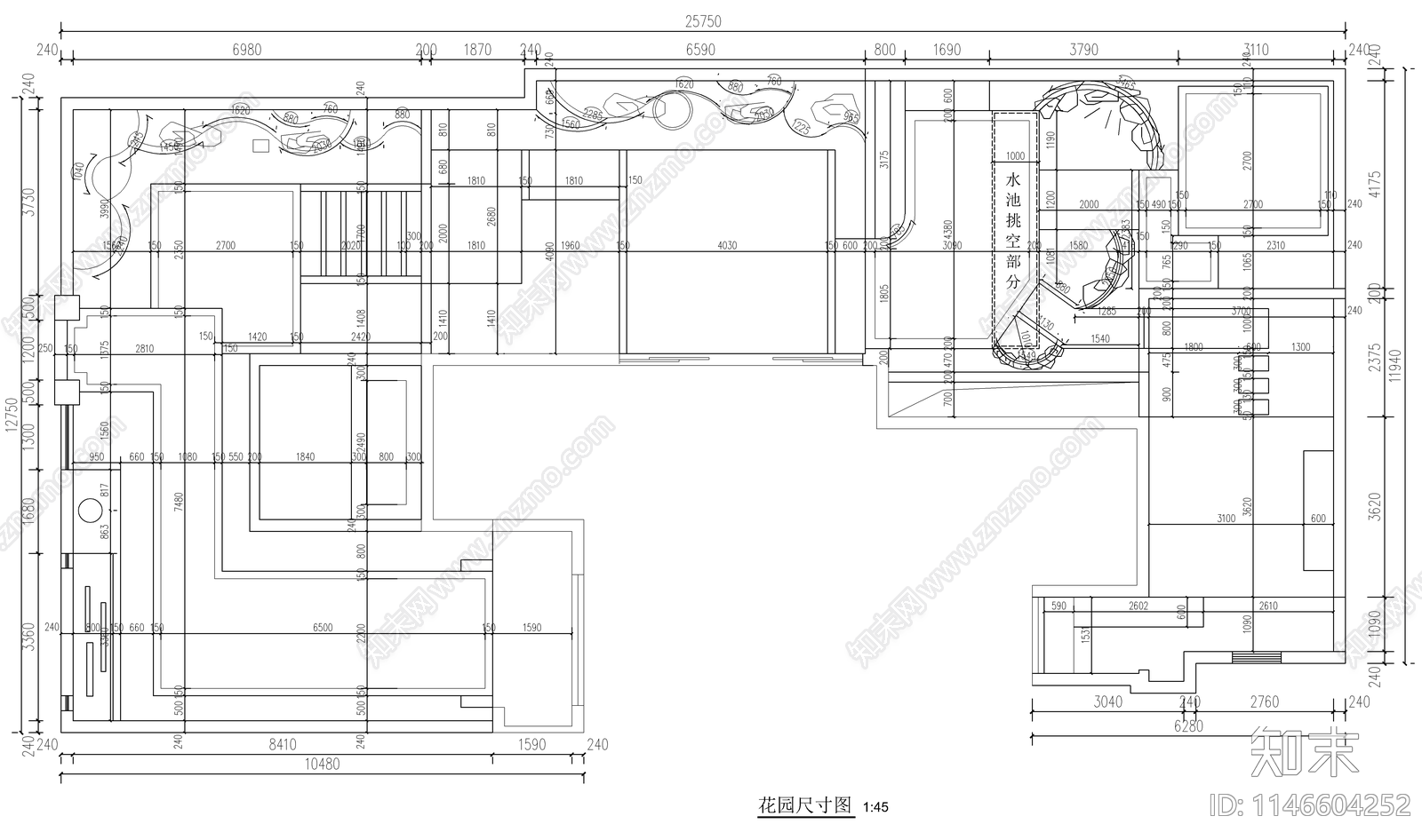 新中式别墅庭院景观cad施工图下载【ID:1146604252】