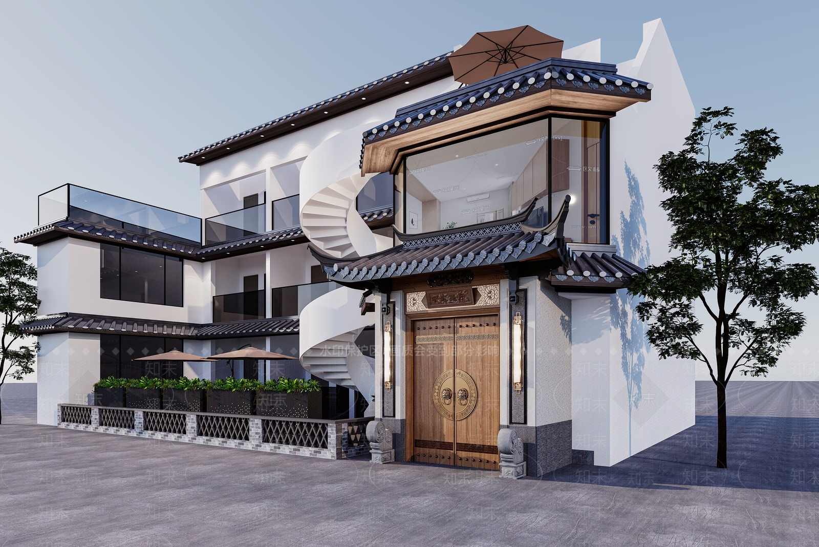 中式民宿外观3D模型下载【ID:1146021158】