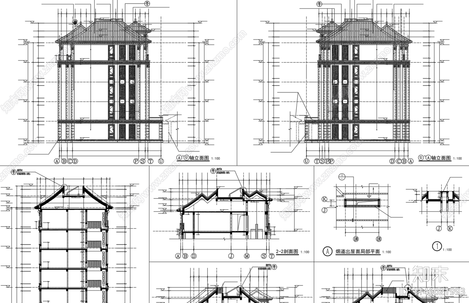 乌镇雅园一期洋房老年公寓建筑cad施工图下载【ID:1146021993】