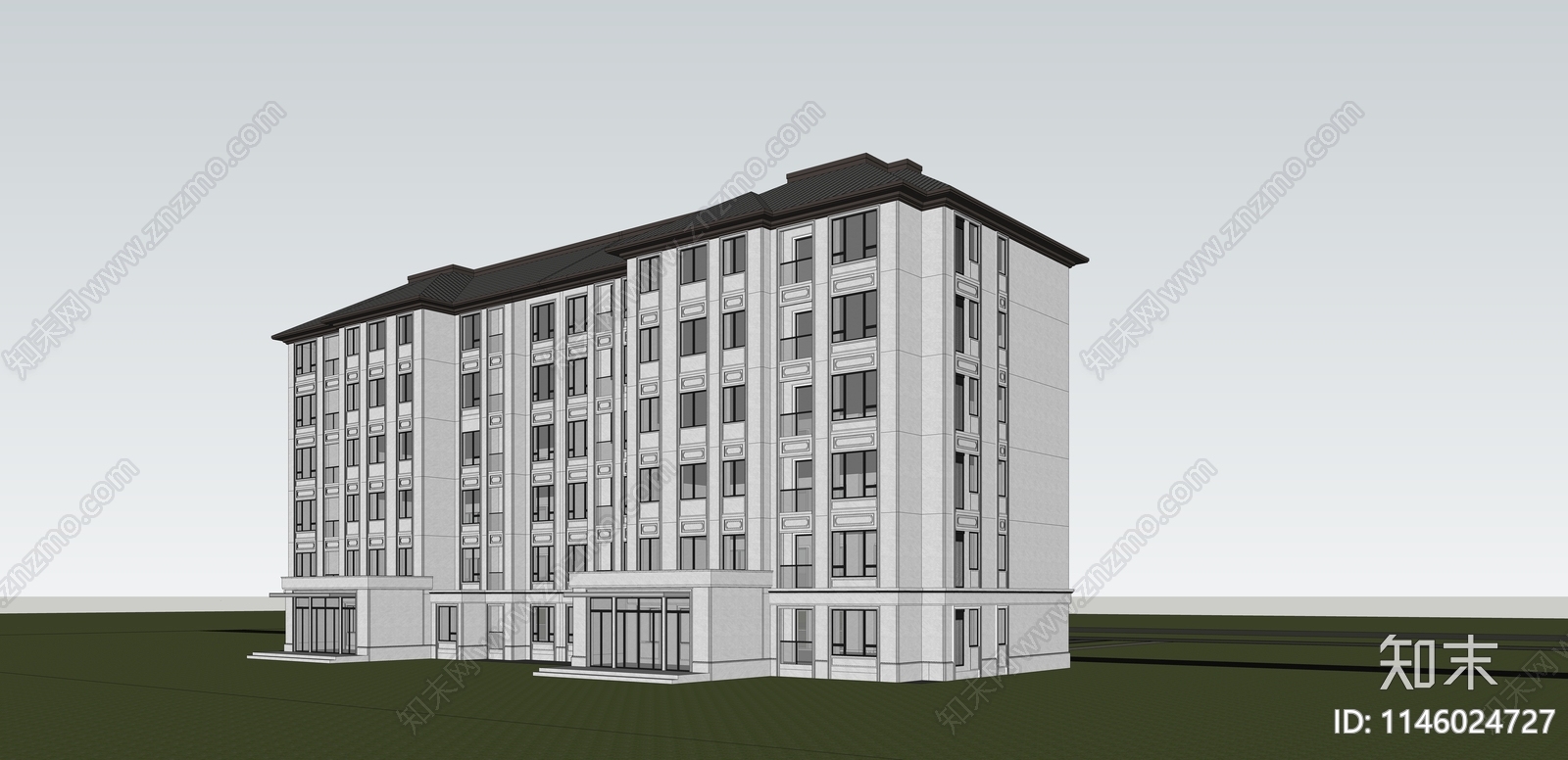 新中式多层住宅SU模型下载【ID:1146024727】