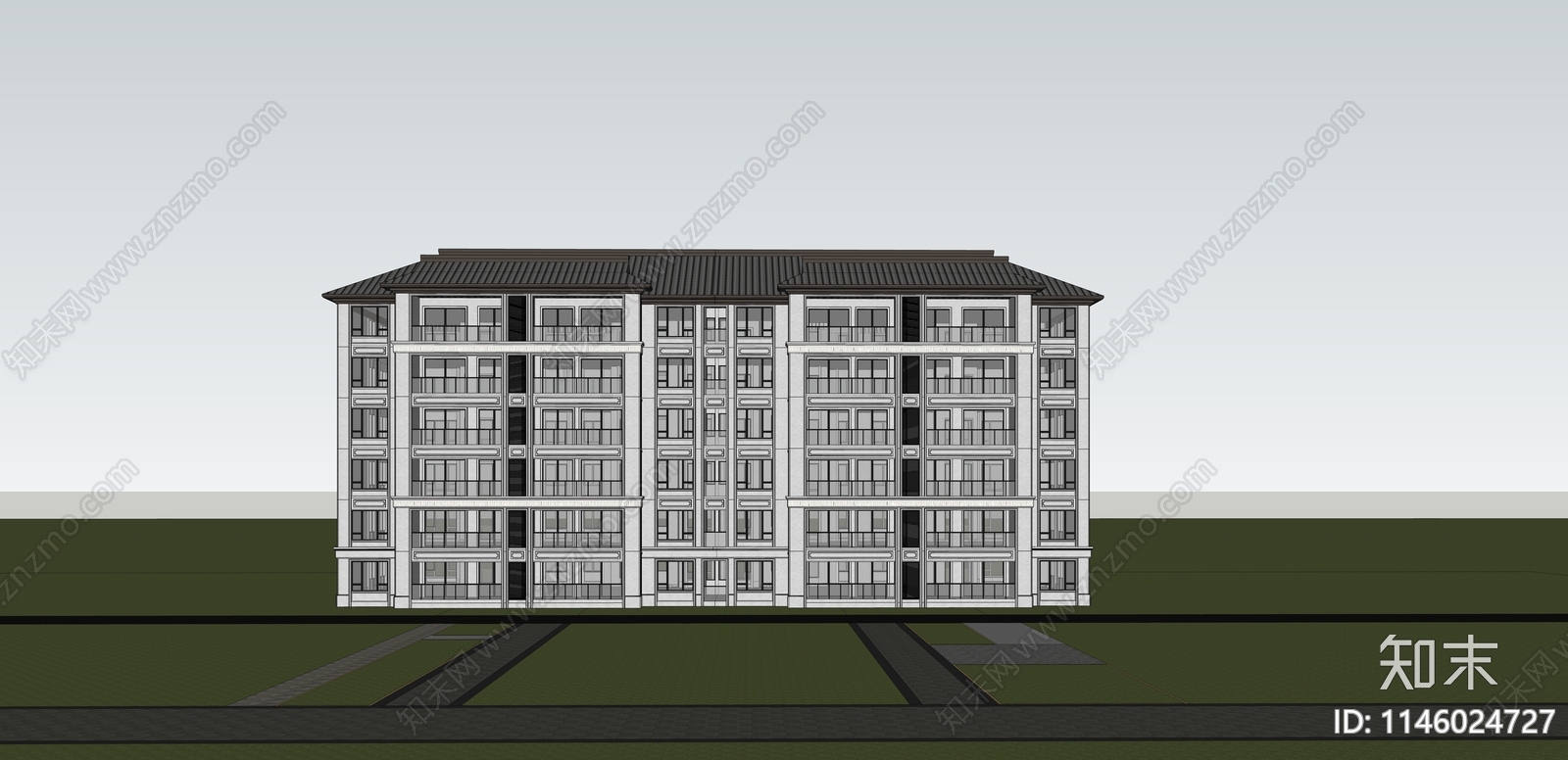 新中式多层住宅SU模型下载【ID:1146024727】