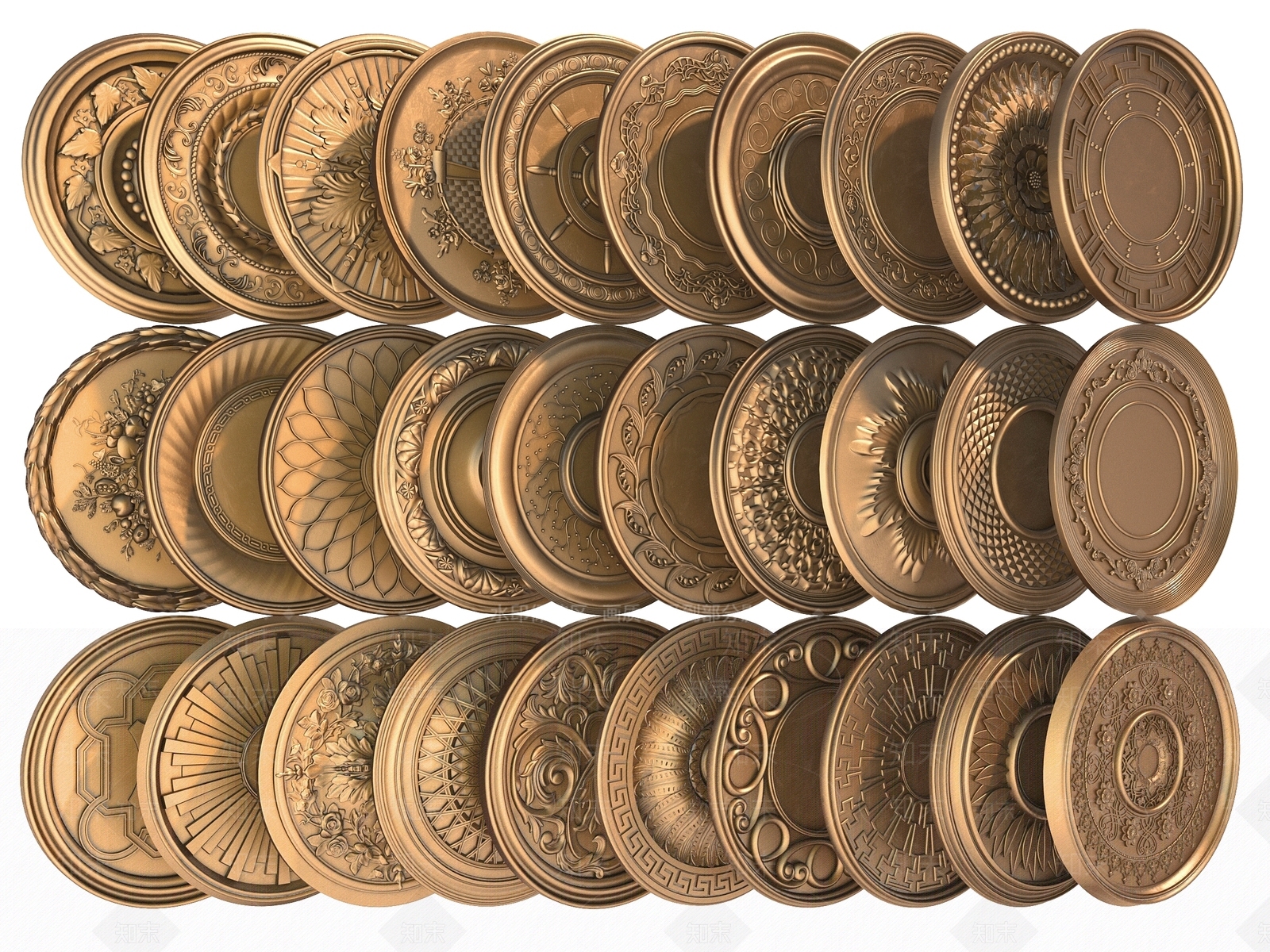 欧式雕花灯盘3D模型下载【ID:1146029546】