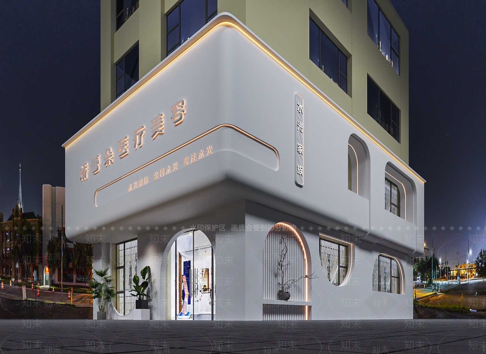 现代美容店门头门面3D模型下载【ID:1146032656】