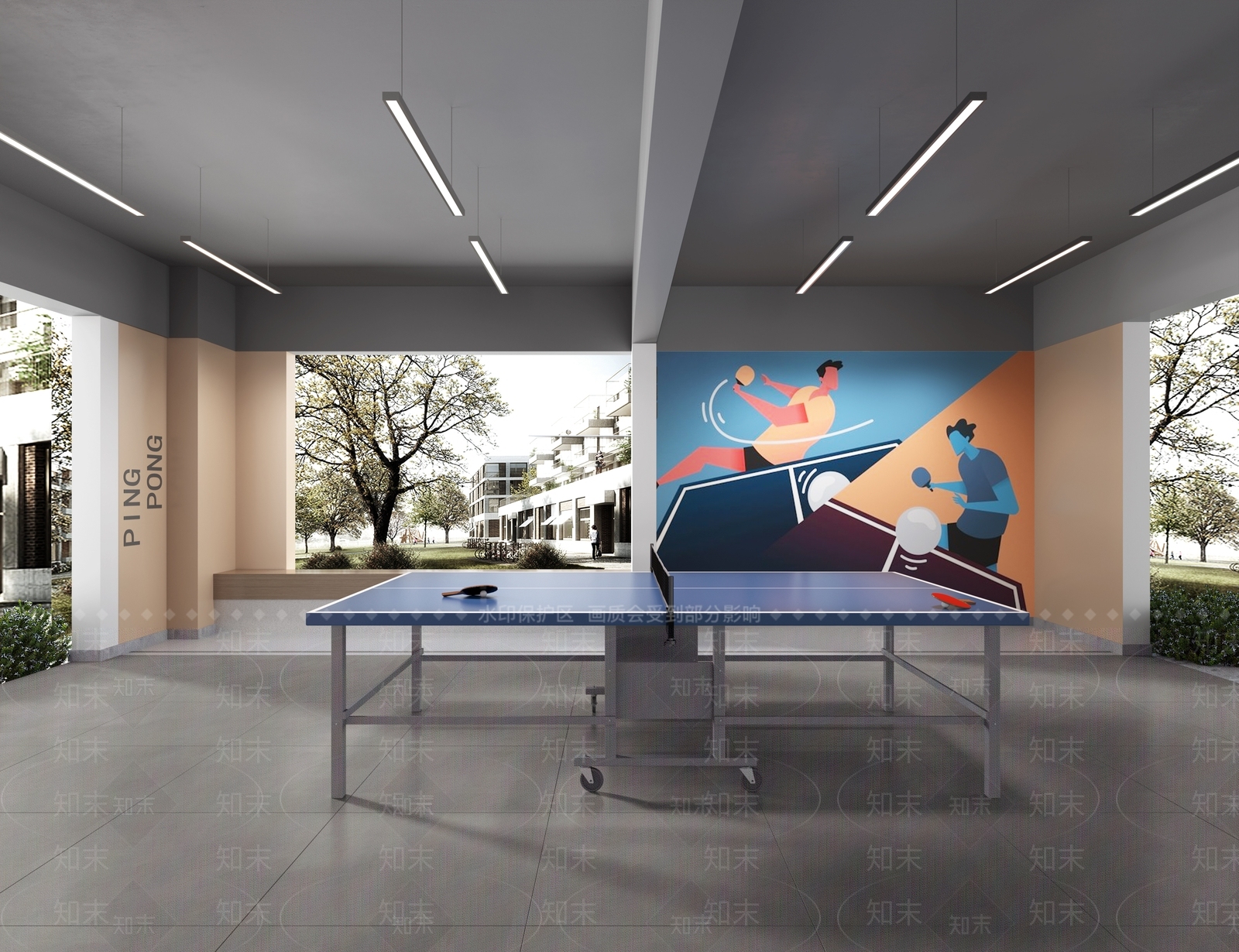 现代乒乓球场3D模型下载【ID:1146033809】