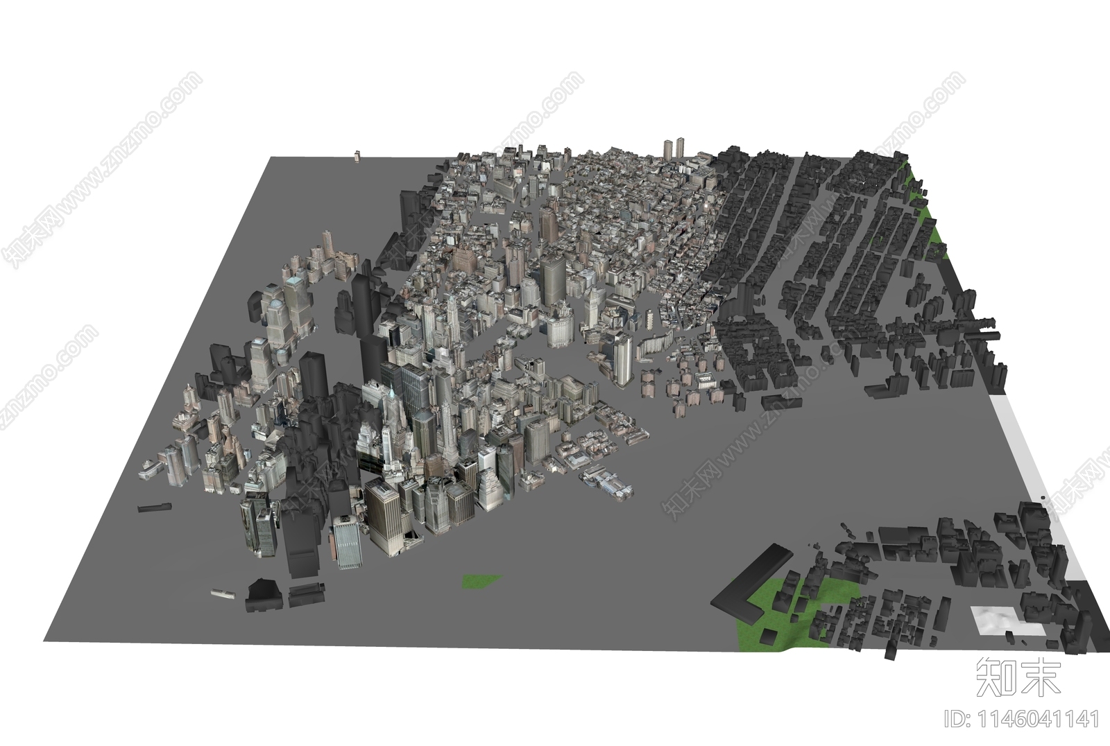 现代曼哈顿城市鸟瞰图SU模型下载【ID:1146041141】