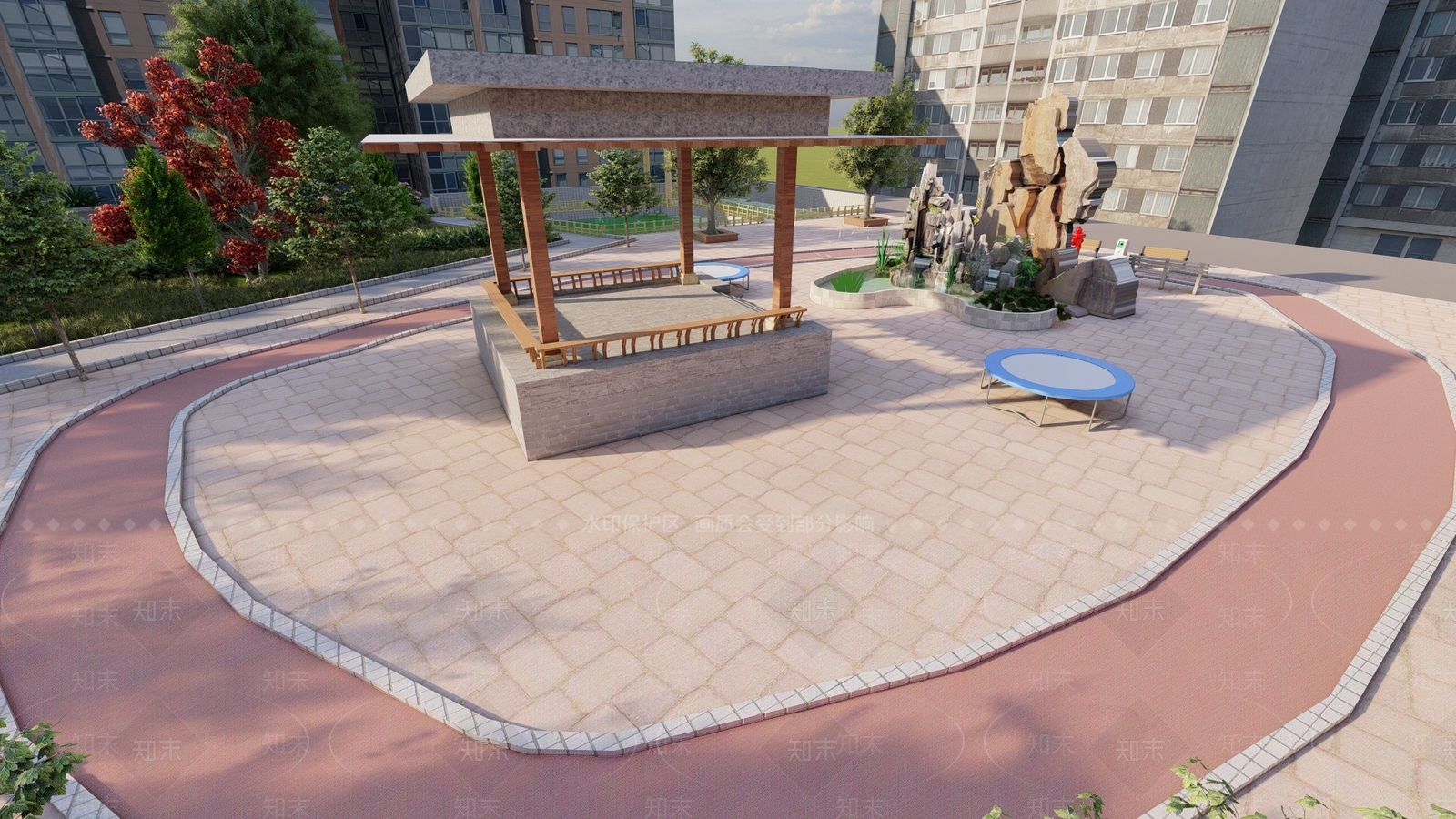 现代小区景观SU模型下载【ID:1146041291】