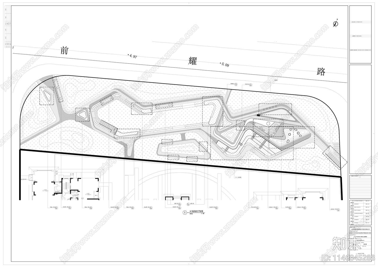 上海前滩街心公园cad施工图下载【ID:1146045288】