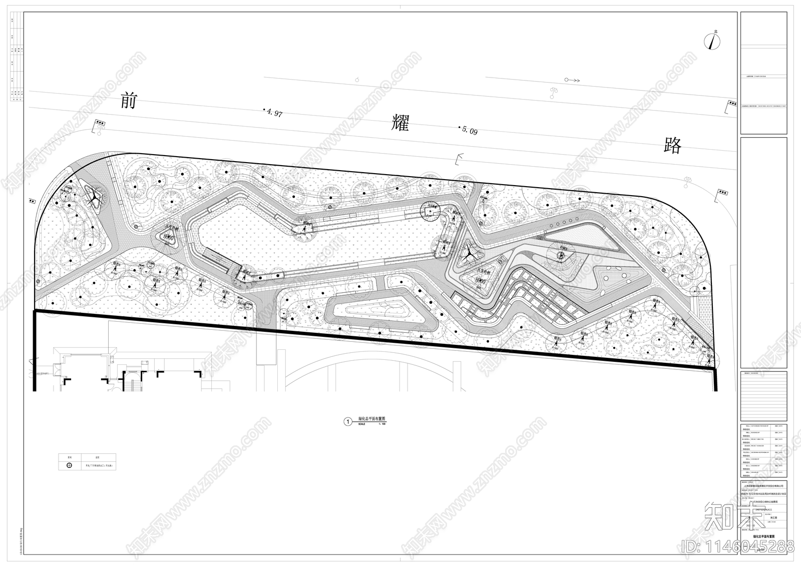 上海前滩街心公园cad施工图下载【ID:1146045288】