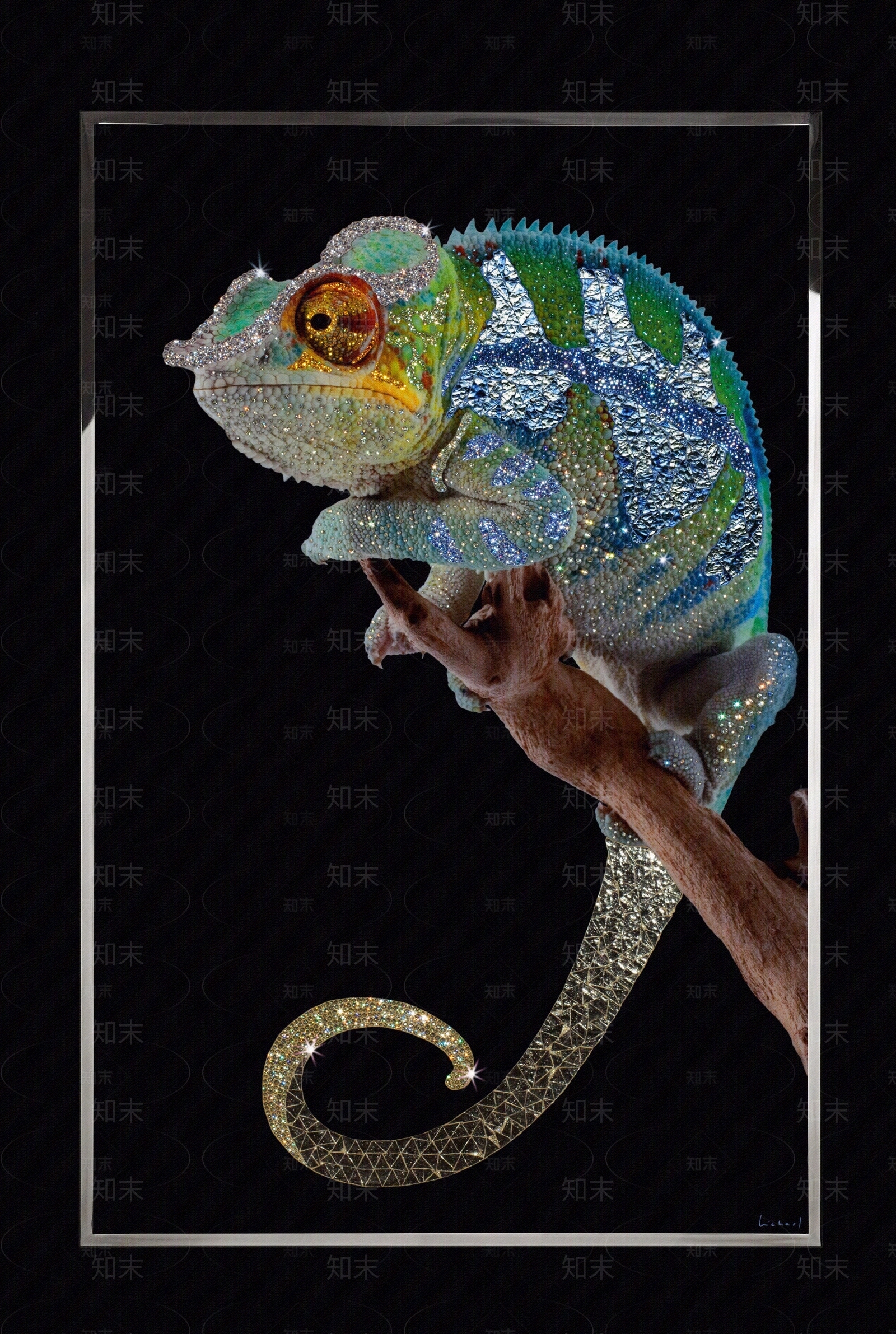 现代轻奢蜥蜴变色龙装饰画贴图下载【ID:1146045533】