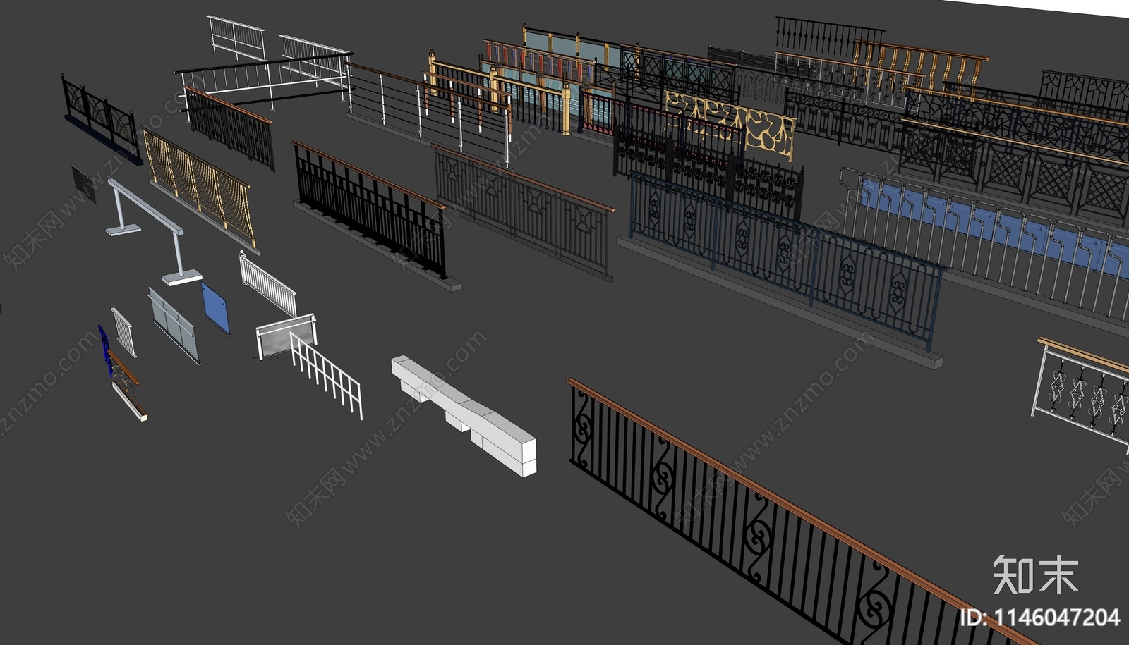 现代围栏护栏SU模型下载【ID:1146047204】