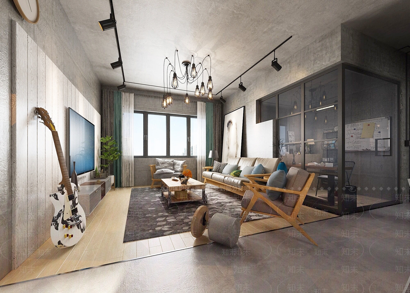 工业风客厅3D模型下载【ID:1146048592】